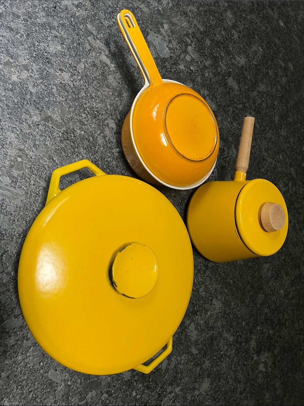 6 Piece Yellow Enamel Steel Aluminum Pots Pans